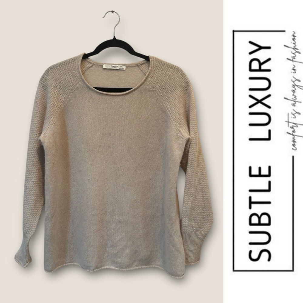 Subtle Luxury Cream Wasable 100% Cashmere Sweater, Size S/M, MSRP $218